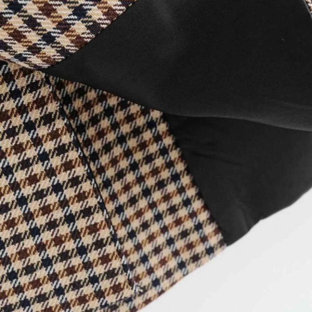 Plaid Print Double Breasted Lapel Collar Blazer work professional Business Chic - Picture 12 of 16